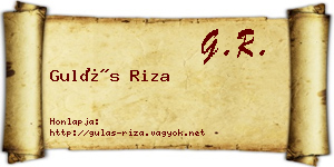 Gulás Riza névjegykártya